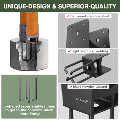 Concrete Post Base Heavy Duty Stainless Steel with Air Flow Channel 4"x4", 2Pack - size: 4x4, style: 2Pack