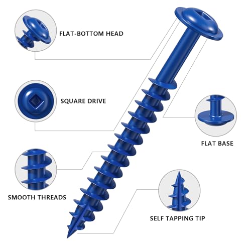 Wensilon Pocket Hole Screws, #8 x 1, Square Drive, Blue, 5lbs 1049pcs - color: Blue, size: 8*1"