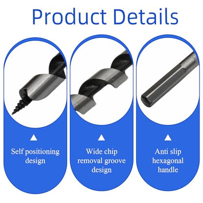 3/8" x 12" Wood Auger Drill Bit for Tree Stump Drilling - size: 3/8 Inch