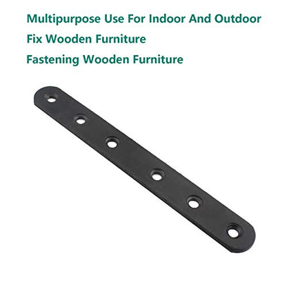 4 Pack Flat Mending Plate for Wood, ULIFESTAR Black Iron Flat Straight Brace Brackets Metal Repair Fixing Wood Brace Joining Plates Connector for Repairing Wooden Furniture with Mounting Screws - size: 6.3 x 0.79 x 0.12 inches