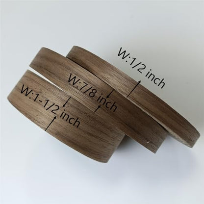 Real Black Walnut 1/2'' ×50' Wood Veneer Edge Banding Tape,Pre-glued Iron On Veneer Edging-Plywood Backed with Hot Melt Self Adhesive-Flexible Edging Strip for Furniture Cabinet Drawer Repair