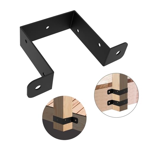 8 Pcs Black Strap Post Ties Brackets 4x4 Strap Post Ties, Square Tube Strap Clamp, Deck Fence Post Tie Gazebo Mounting Bracket