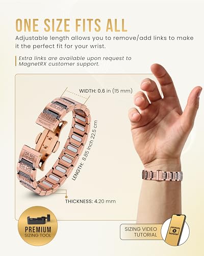 MagnetRX® EllipseMAX Copper Magnetic Bracelets for Men (Cross) - color: 5x Strength - EllipseMAX (5,000 Gauss) - Cross