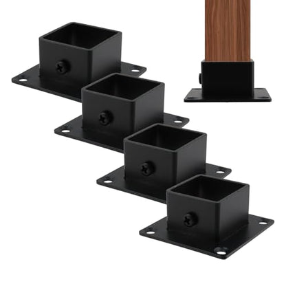 Wealrit Square Deck Post Base Flange Bracket 4PCS,1.18" Flange Post Anchor - style: 4 pcs 1.18" Black