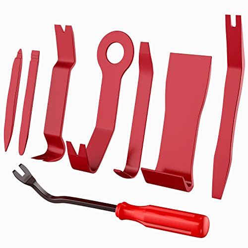 Nilight 8pcs Auto Trim Removal Tool Set No-Scratch - color: Red, size: 8Pcs