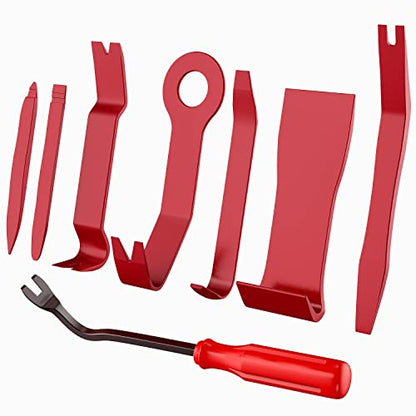 Nilight 8pcs Auto Trim Removal Tool Set No-Scratch - color: Red, size: 8Pcs