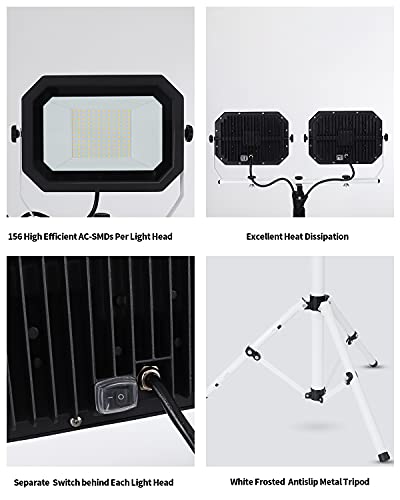 UFOND 20000 Lumen 200W LED Work Light with Stand for Garage Construction