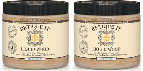 Retique It New and Improved Formula Liquid Wood Coatings - Stainable Primer - Paint It then Stain it (Light Wood, Medium) (Pack of 2)