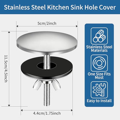 2 Inch Sink Hole Cover,Leak-Proof Metal Plug for Kitchen & Bathroom