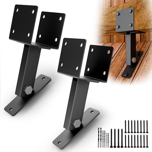 Heavy Duty Metal Brackets for Gazebo Roof Posts - Adjustable 90° Support for 4x4/4x6 Lumber, Wind & Snow Resistant, Includes Screws & Drill Bits, Black (2Pcs) - color: U-Shaped (2pcs)