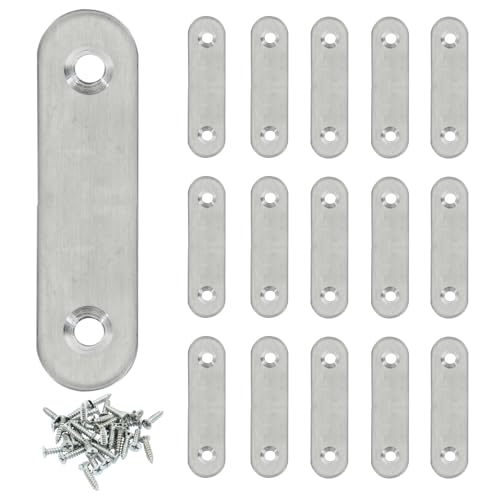 16 Pack 2.5 Inch Stainless Steel Flat Plate Straight Bracket - size: 2.5"-60mm-Silver