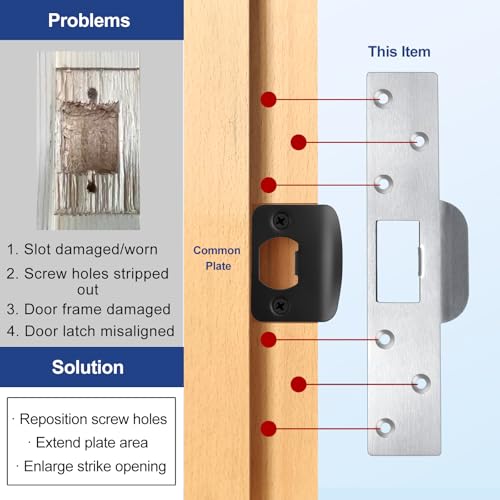Extra-Long Door Strike Plate, Extended Length/Height - color: Satin Nickel, size: 1 Pack