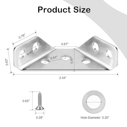 PlusRoc 24-Pack Stainless Steel Corner Brackets for Wood