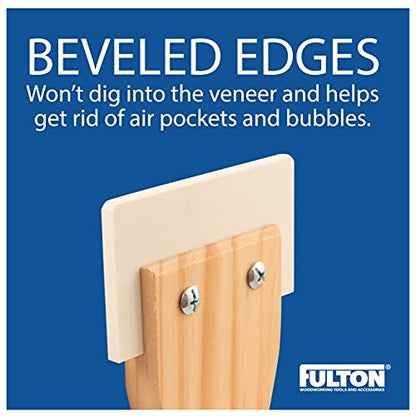 Fulton Veneer Scraper with Beveled Edges and Hardwood Handle for Applying