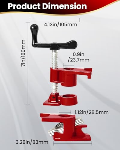 3/4 Inch Pipe Clamps, 6 Pack Woodworking Clamp Set for Gluing DIY - style: Red, 3/4 IN