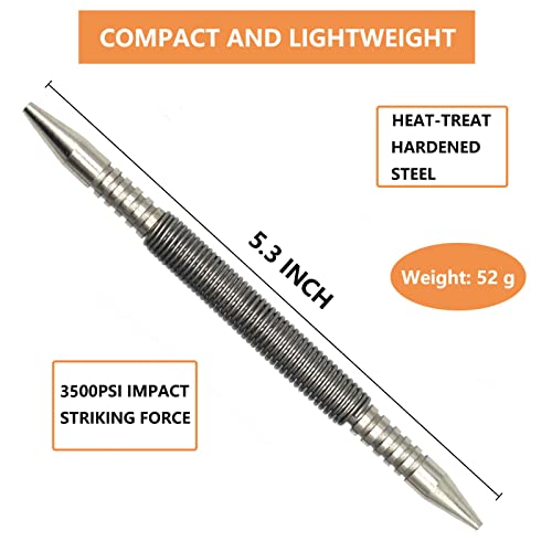 WHLLING 2-Piece Dual Head Combo Nail Setter, 3/32″& 1/8″Spring Nail Set