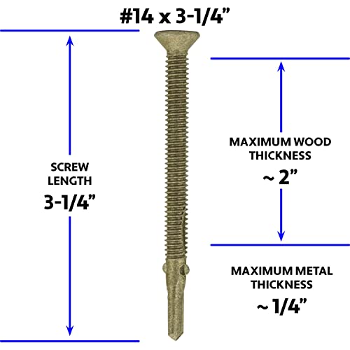 14x 3-1/4 Reamer Tek Torx/Star Head Self-Drilling Wood to Metal Screws - for Flatbeds, Trailers - T-30 Torx Screw Head. 1 Pound - 30 Screws - size: 3-1/4"