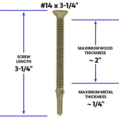 14x 3-1/4 Reamer Tek Torx/Star Head Self-Drilling Wood to Metal Screws - for Flatbeds, Trailers - T-30 Torx Screw Head. 1 Pound - 30 Screws - size: 3-1/4"