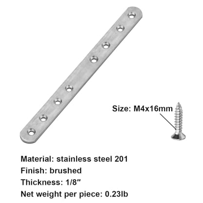 10 Pack 11-5/8" x 3/4" Long Stainless Steel Flat Mending Plate Bracket