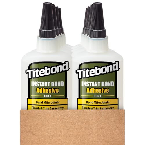 Titebond Instant Bond, Thick Super Glue Cyanoacrylate Adhesive, 8-Second Bond, Home Repair, Woodworking, Crafts, Moldings, Picture Frames, 4 oz. 10-Pack 6222