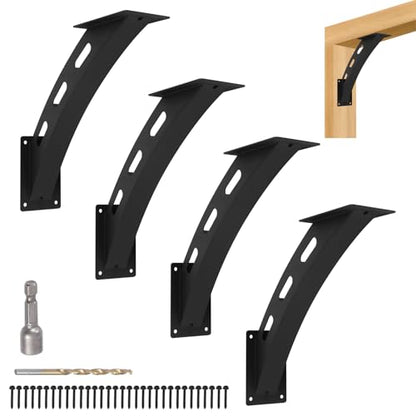 4 Pcs 45 Degree Angle Support Brackets for Wood Post with Screws - size: 4 Pieces