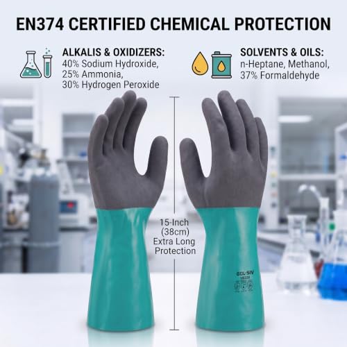 Nitrile Chemical Resistant Work Gloves, L - size: Large