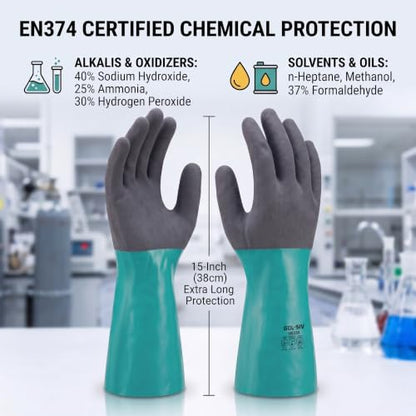 Nitrile Chemical Resistant Work Gloves, L - size: Large