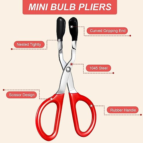 Minatee Mini Light Bulb Pliers Removal Tool for Halogen Bulbs, Red - color: Red