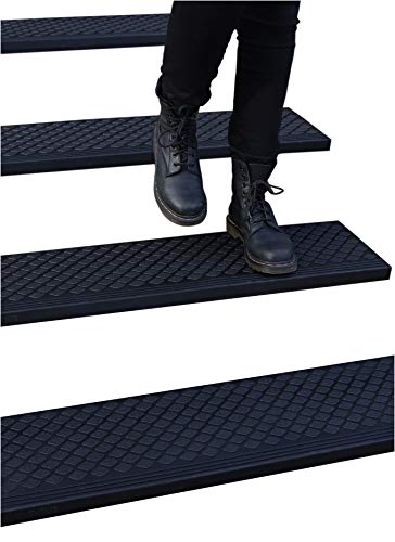 FINEHOUS Rubber Stair Treads Non-Slip Outdoor 42”x10” (5-Pack) – Anti-Slip Step Mat with Nosing - size: 42" X 10"