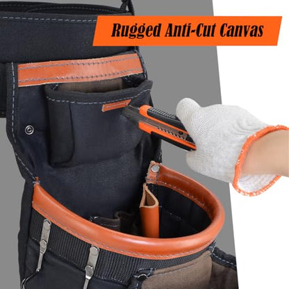 WELKINLAND Top-Grain Leather Tool Belt With Suspenders, Leather Tool Belt