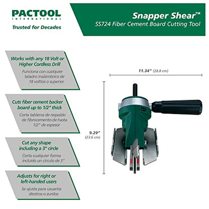 PacTool Snapper Shear Pro - Fiber Cement Cutting Tool for Siding Pros - style: Universal Shear Head / Attaches to any drill