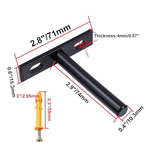Floating Shelf Brackets 3-inch Black Invisible Shelf Support- 4pcs - color: Black, size: 3 Inch