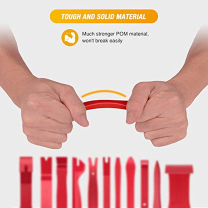 GOOACC 40Pcs Trim Removal Tool,Auto Terminal Removal Key Tool,Auto Clip Pliers Stereo Removal Tools,Car Upholstery Repair Removal Kit,Precision Hook and Pick Set,Wiring Threader,Car Film Scraper - color: Red
