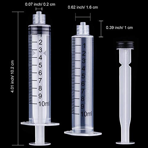 TecUnite 10 ml 20 Pack Plastic Syringes Without Needle for Liquid and Craft - size: 10 ML