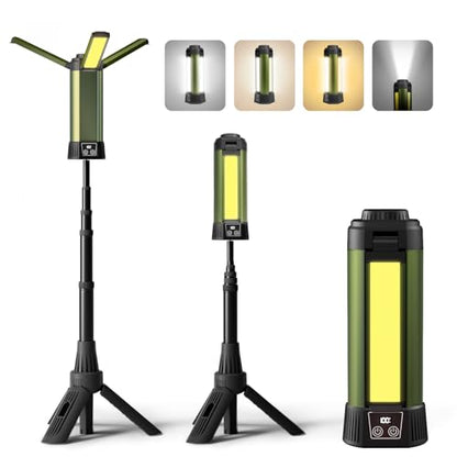 Rechargeable Work Light with Stand, Magnetic Base, Hook & Tripod (Middle) - color: Green Small Rechargeable Work Light with Stand