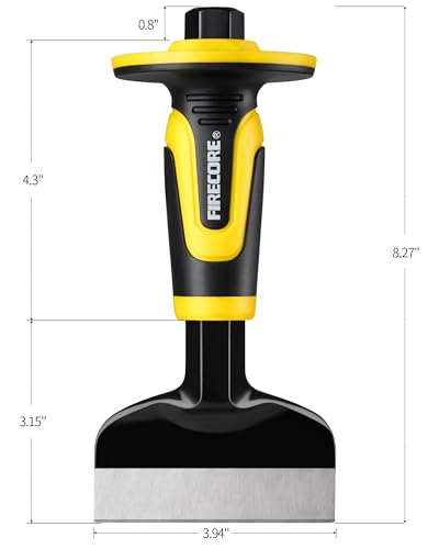 Concrete Chisel Set, Firecore 3PCS Stone Chisel Tool with Rubber Hand Guard - size: 3-Piece Set (8.27" x 11" x 11")