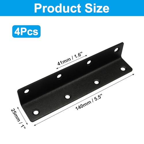 4 Pcs Corner Brace Angle Bracket, 5.5"x 1", Black - size: black,5.5"x 1"