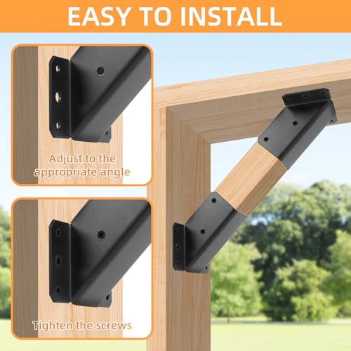 45-Degree Angle Bracket for 2x4 Post(Actual 1.5''x3.5''), Heavy Duty Connector Brace 45-Degree Pergola Support Brace for Pergola, Gazebo Wood Post 4 Pcs