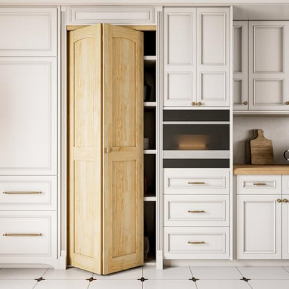 Bifold Doors for 24"x80" Opening, Solid Pine Wood Interior Folding Doors - size: 29.45" x 77.75" (fit 30*80.5-80.75 opening)