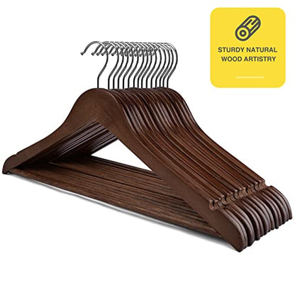 Wooden Hangers - 30 Pack - Clothes Hanger for Daily Used,Heavy Duty Wood Hangers with Precisely Cut Notches,Coat Hanger for Closet, Clothes Hangers for Shirt Suit Dress (Walnut) - color: Walnut