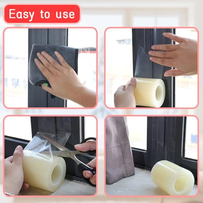 Window Sealing Tape, Window AC Insulation Tape,No Residue,3 Inch x 65 FT - color: Clear, size: 3-Inch x 21.7 Yards