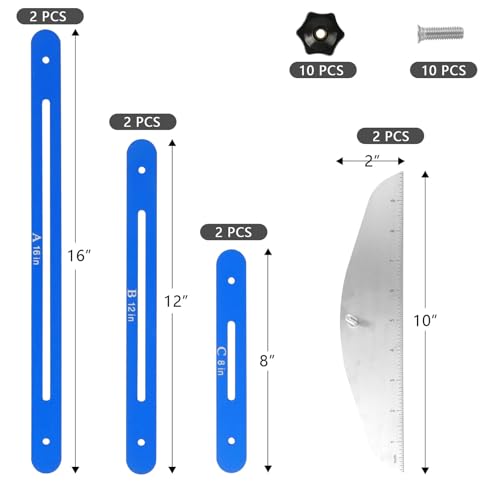 Stair Tread Template Tool, Aluminum Alloy Stair Tread Tool Jig, Stair Measuring Tool, Adjustable Stair Tread Gauge Shelf Scribe Layout Tool for Stairs, Risers and Cutting Drywall (8.86''-60.70'')