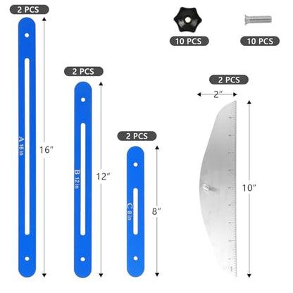 Stair Tread Template Tool, Aluminum Alloy Stair Tread Tool Jig, Stair Measuring Tool, Adjustable Stair Tread Gauge Shelf Scribe Layout Tool for Stairs, Risers and Cutting Drywall (8.86''-60.70'')