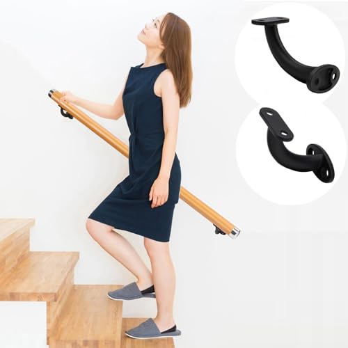 Hand Rail Bracket Heavy Duty Base Handrail Staircase Handrail Bracket of 2 Pack (Black )with Mounting Screws Stainless Steel Railing - size: Black 2 Pcs