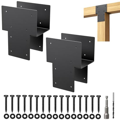6x6 2PCS Post Cap Tie Rod Brackets,Heavy Duty Beam Tie Rod Brackets - size: 6"x6" 2pcs