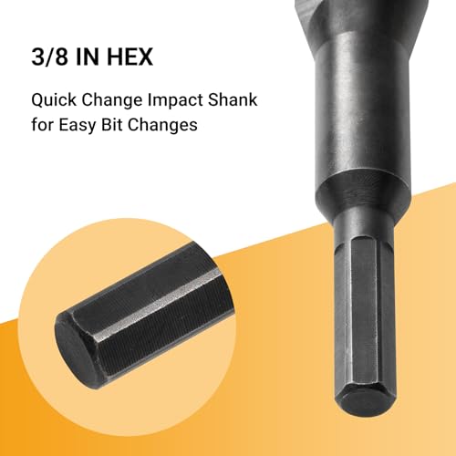 5-Piece Auger Drill Bit Set, 12-Inch, Hex Shank 3/8-Inch - size: 1/2", 5/8", 3/4", 7/8", 1" x 12"