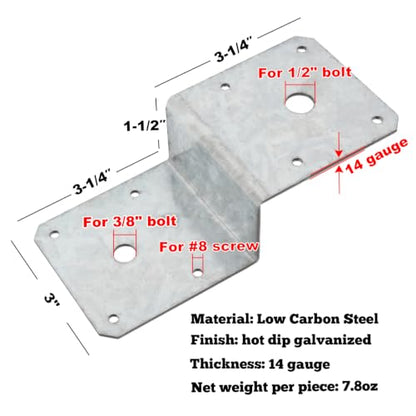 GBGS 6 Pack Deck Joist Tie,Z Bracket Fit 4x4 Post to 2x4 Beam,14 Gauge
