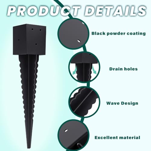 2 Pcs 4"x4" Fence Post Anchor Ground Spike 24"(Actual: 3.6"x3.6") - size: 24 Inch