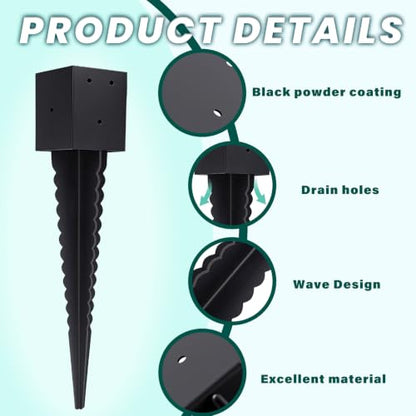 2 Pcs 4"x4" Fence Post Anchor Ground Spike 24"(Actual: 3.6"x3.6") - size: 24 Inch