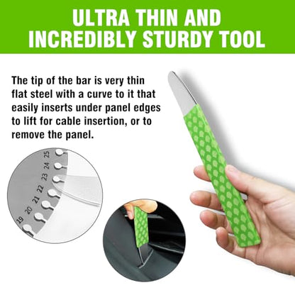 4140 Steel Pry Tool, Auto Trim Removal Tool Pry Bar for Vehicle Door Panel, Audio Radio Panel, Dashboard Repair Upholstery Tool, Pack of 1 Green - color: green